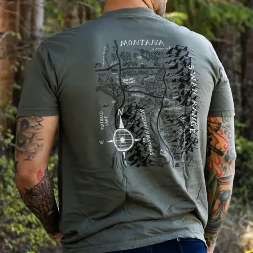 Bigfork Map Shirt Green Back