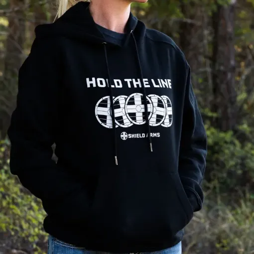 Hold the Line Shield Arms Hoodie Black